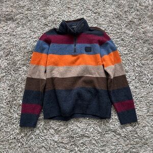 Paul&Shark Sweater Striped Color 100% Wool Half Zip Sz XL